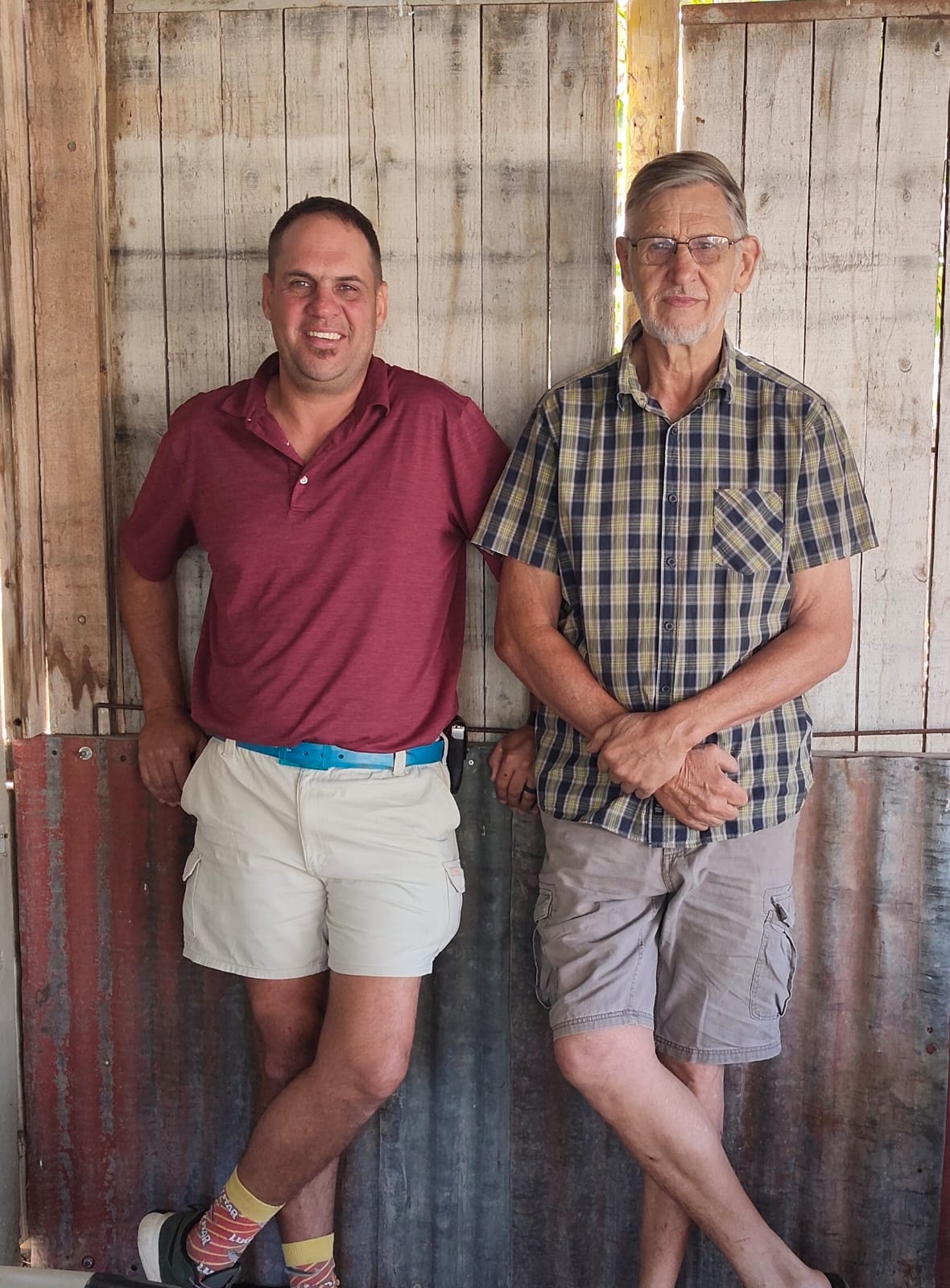 Jared Rabe, owner of Rabé Plumbing, with his father in Polokwane